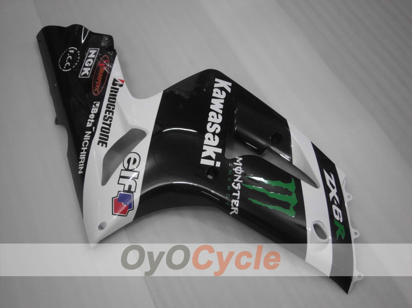 Injection Fairing kit for 03-04 NINJA ZX-6R - White, Black - Monster #OYO87901810