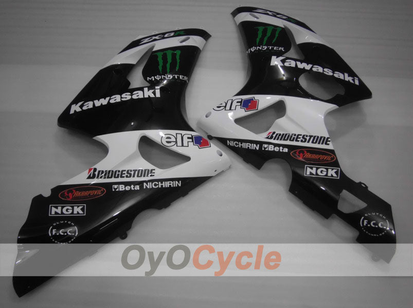 Injection Fairing kit for 03-04 NINJA ZX-6R - White, Black - Monster #OYO87901810