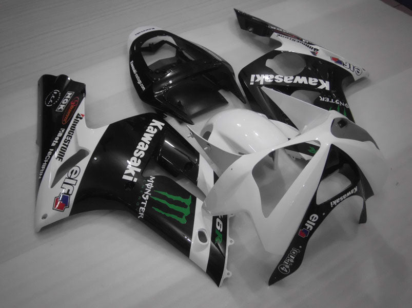 Injection Fairing kit for 03-04 NINJA ZX-6R - White, Black - Monster #OYO87901810 Main image