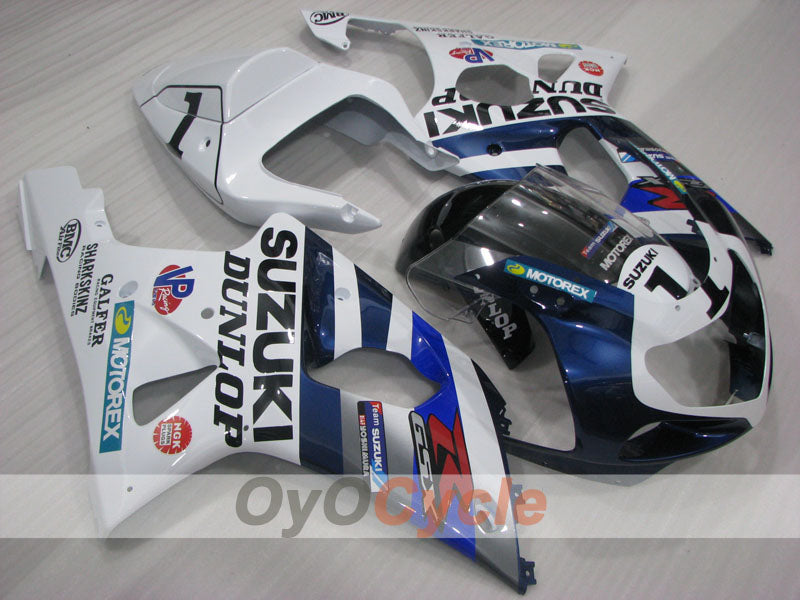 Injection Fairing kit for 01-03 GSX R600 - Blue, White - MOTOREX #OYO87905112 Main image