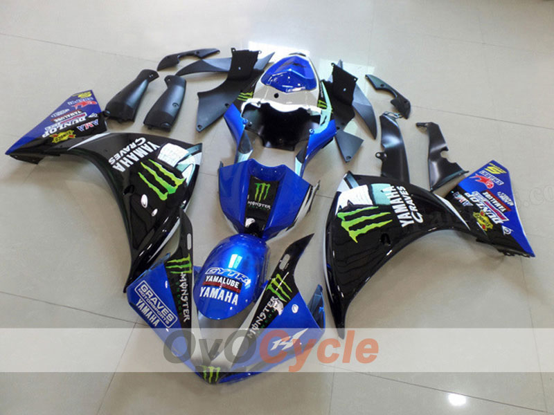 Injection Fairing kit for 12-14 YZF-R1 - Blue, Black - DUNLOP #OYO87903172