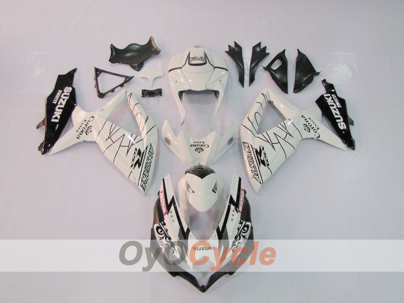 Injection Fairing kit for 08-10 GSX R600 - White, Black - Corona, MOTUL #OYO87901607 Main image