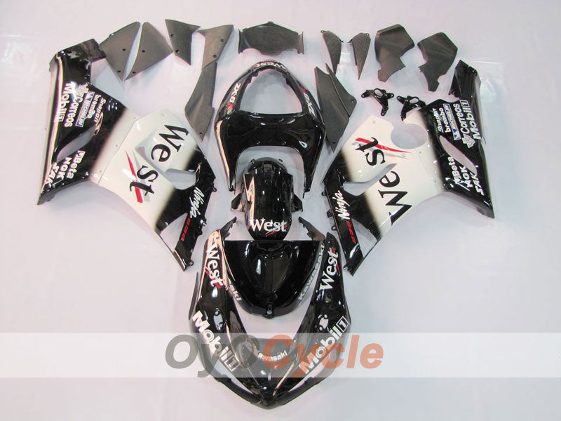 Injection Fairing kit for 05-06 NINJA ZX-6R - White, Black - West #OYO87901894