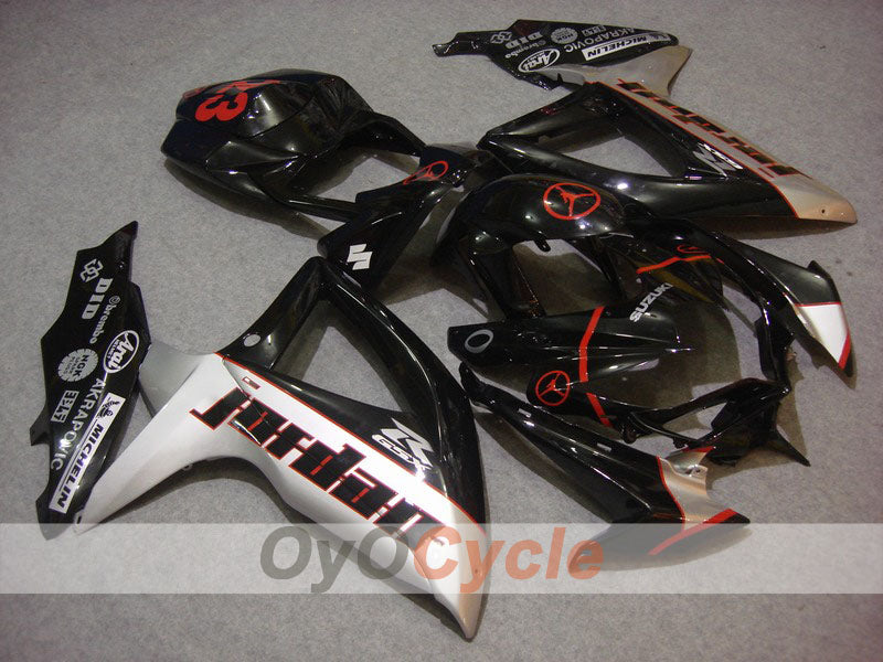 Injection Fairing kit for 08-10 GSX R600 - Black, Silver - Jordan #OYO87901640 Main image