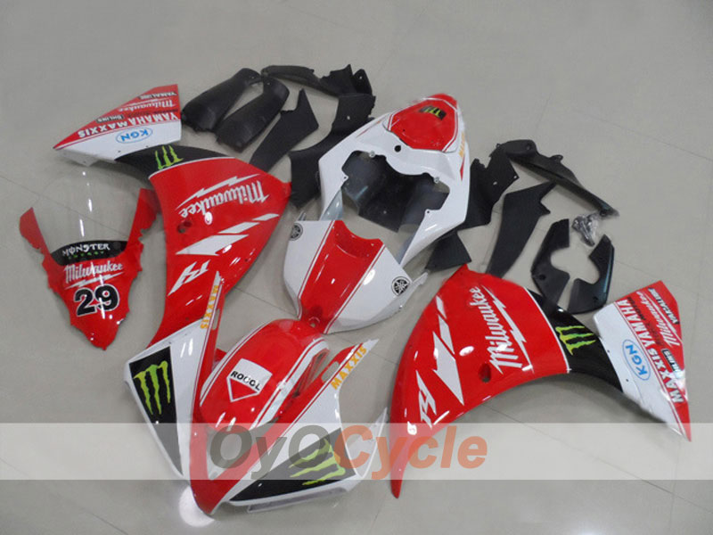 Injection Fairing kit for 12-14 YZF-R1 - Red, White - MAXXIS #OYO87903181