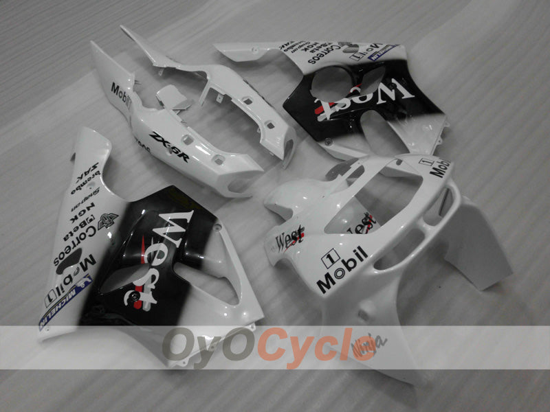 Injection Fairing kit for 94-97 NINJA ZX-6R - White, Black - West #OYO87902996 Main image