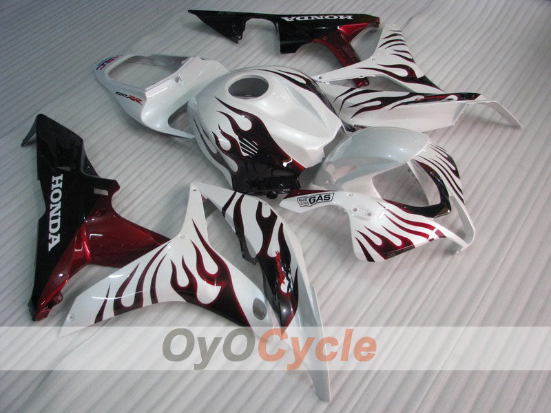Injection Fairing kit for 07-08 CBR600RR - Red, White - Flame #OYO87900363 Main image