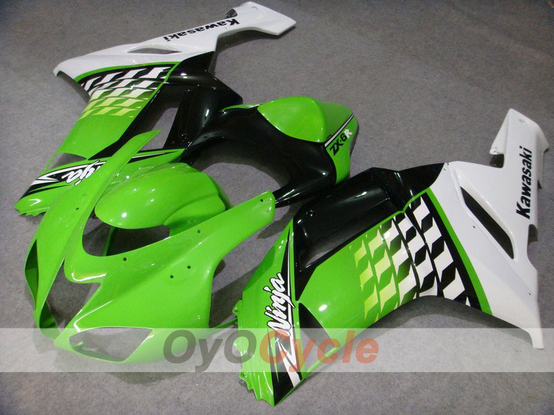 Injection Fairing kit for 07-08 NINJA ZX-6R - Green, Black - Nakano #OYO87901970 Main image