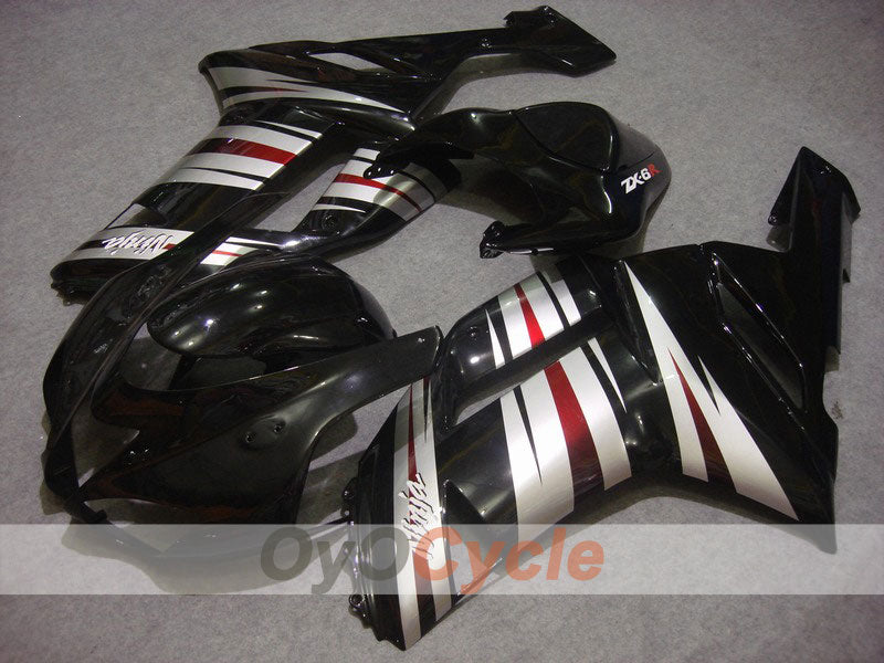 Injection Fairing kit for 07-08 NINJA ZX-6R - Black, Silver - Factory Style #OYO87901919