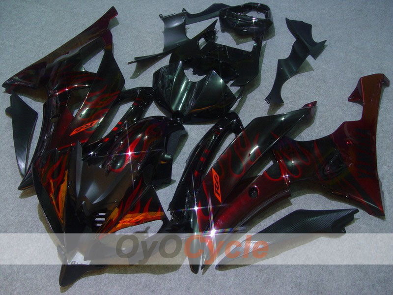 Injection Fairing kit for 08-16 YZF-R6 - Red, Black - Flame #OYO87900964 Main image