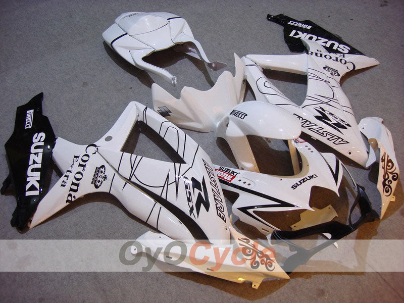 Injection Fairing kit for 08-10 GSX R750 - White, Black - Corona #OYO87901386