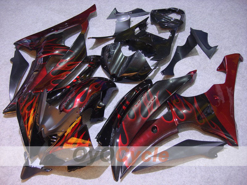 Injection Fairing kit for 08-16 YZF-R6 - Red, Black - Flame #OYO87900965