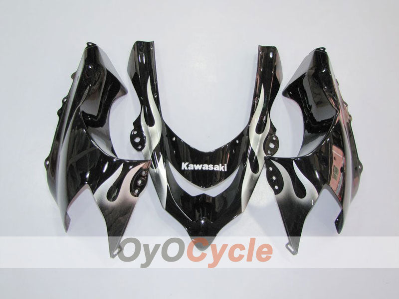Injection Fairing kit for 04-05 NINJA ZX-10R - Black, Silver - Flame #OYO87902819