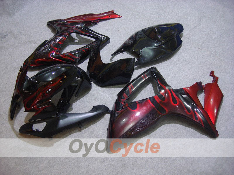 Injection Fairing kit for 06-07 GSX R750 - Red, Black - Flame #OYO87901291