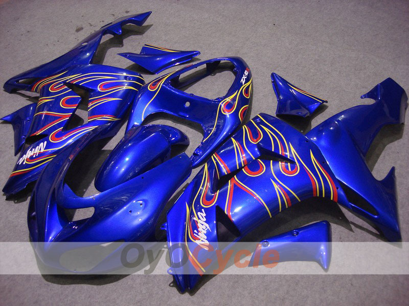 Injection Fairing kit for 06-07 NINJA ZX-10R - Yellow, Blue - Flame #OYO87901616 Main image