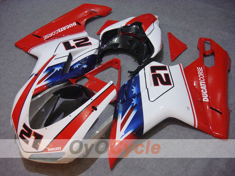 Injection Fairing kit for 08-13 Ducati 848 - Red, White - Xerox #OYO87902250 Main image