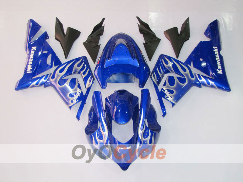 Injection Fairing kit for 04-05 NINJA ZX-10R - Blue, White - Flame #OYO87901535