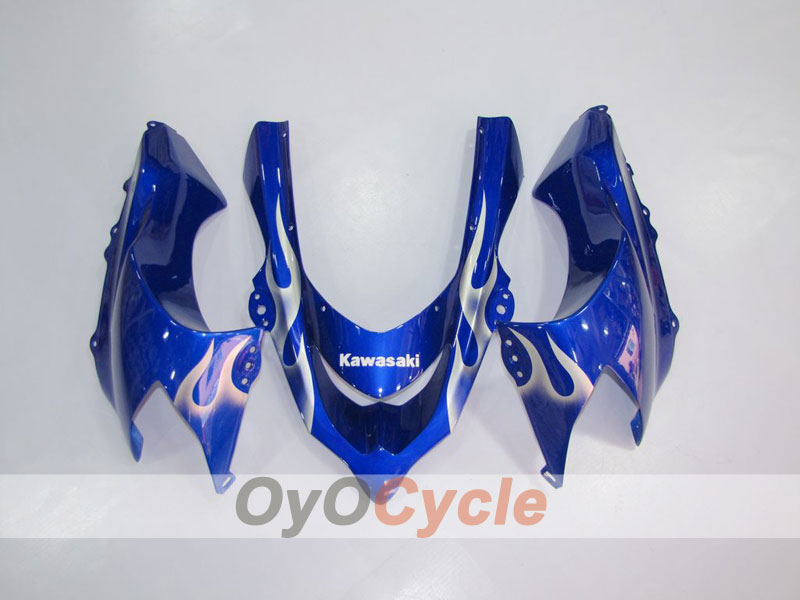 Injection Fairing kit for 04-05 NINJA ZX-10R - Blue, White - Flame #OYO87901535