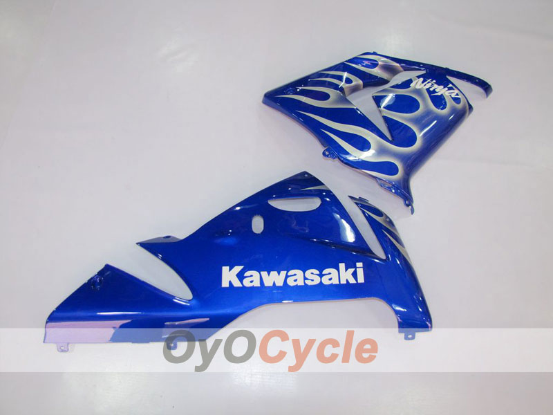 Injection Fairing kit for 04-05 NINJA ZX-10R - Blue, White - Flame #OYO87901535