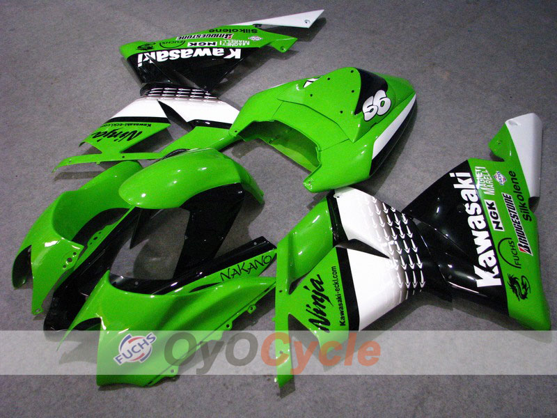 Injection Fairing kit for 04-05 NINJA ZX-10R - Green, White - Nakano #OYO87901549 Main image