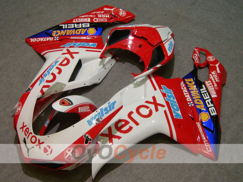 Injection Fairing kit for 08-13 Ducati 848 - Red, White - Xerox #OYO87902251