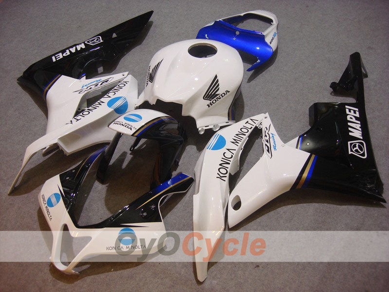 Injection Fairing kit for 07-08 CBR600RR - White, Black - Konica Minolta #OYO87900368
