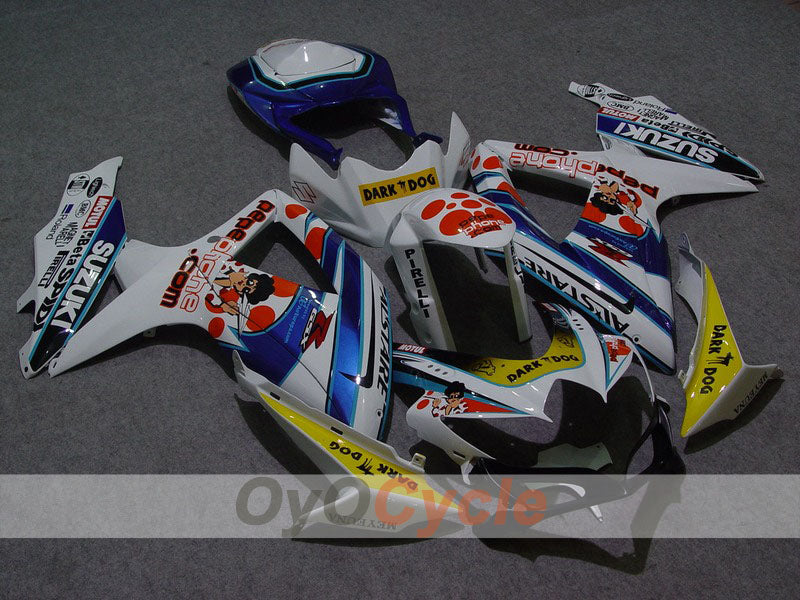 Injection Fairing kit for 08-10 GSX R600 - Blue, White - Dark Dog #OYO87901617 Main image