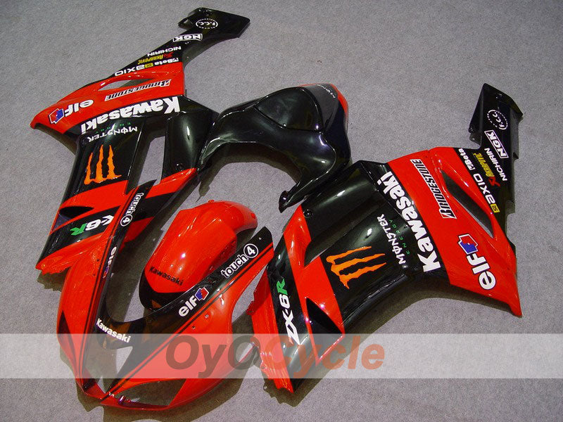 Injection Fairing kit for 07-08 NINJA ZX-6R - Red, Black - Monster #OYO87901956