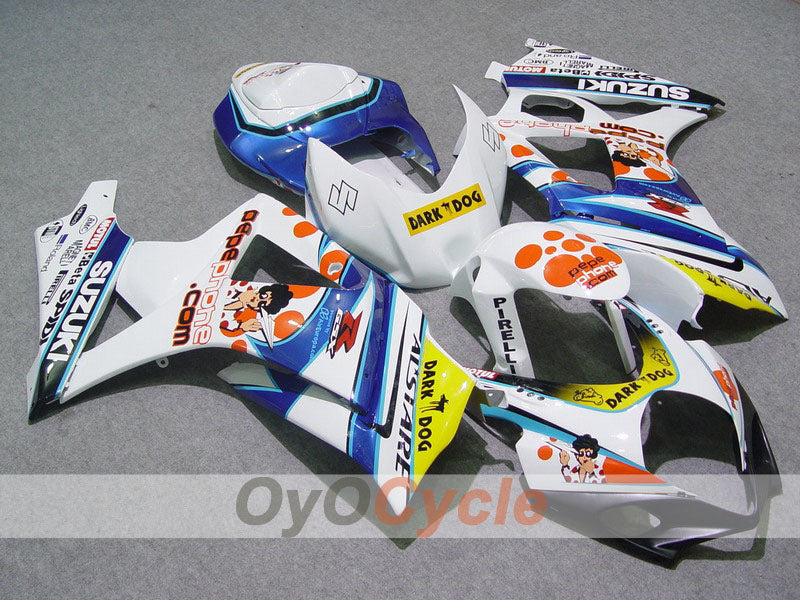 Injection Fairing kit for 07-08 GSX R1000 - Blue, White - Dark Dog, MOTUL #OYO87902087 Main image