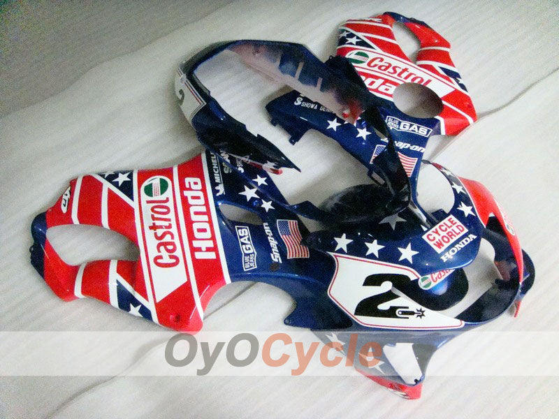 Injection Fairing kit for 99-00 CBR600F4 - Red, Blue - Castrol #OYO87900106