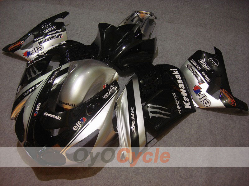 Injection Fairing kit for 06-11 NINJA ZX-14R - Black, Silver - Monster #OYO87902016 Main image