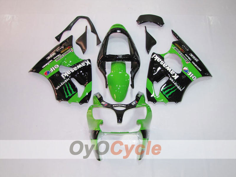 Injection Fairing kit for 00-02 NINJA ZX-6R - Green, Black - Monster #OYO87901717 Main image