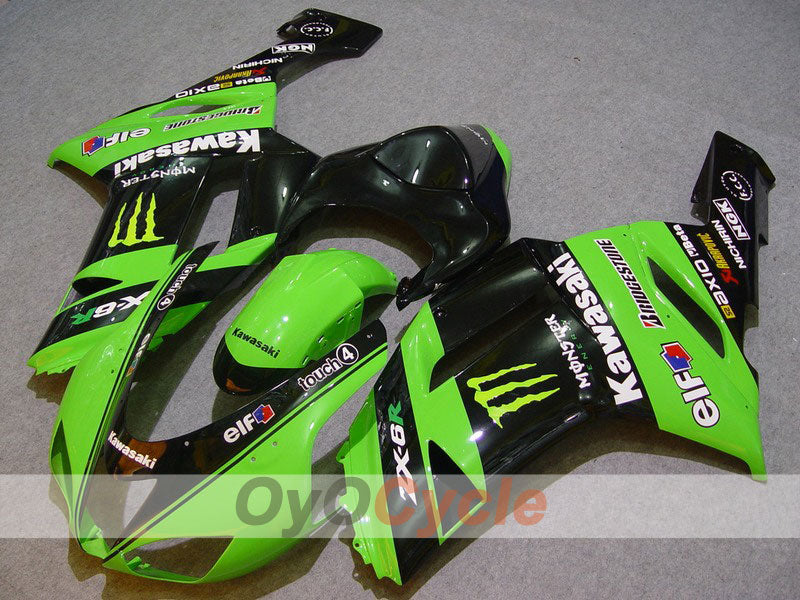Injection Fairing kit for 07-08 NINJA ZX-6R - Green, Black - Monster #OYO87901957 Main image