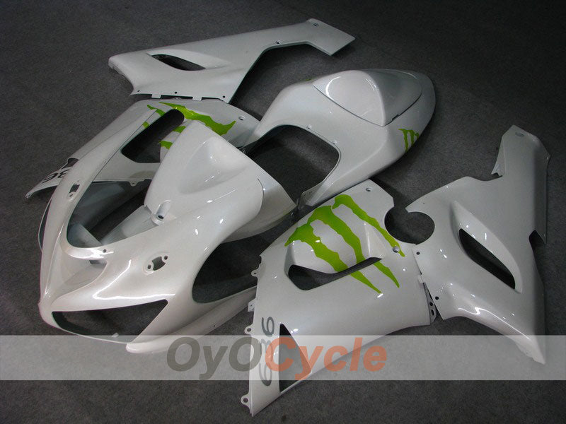 Injection Fairing kit for 05-06 NINJA ZX-6R - Green, White - Monster #OYO87901882 Main image