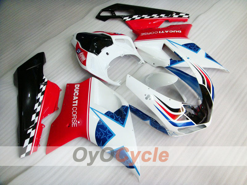Injection Fairing kit for 08-13 Ducati 848 - Red, White - Xerox #OYO87902255