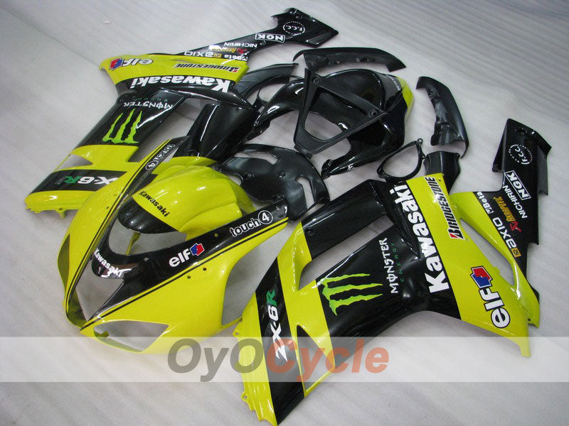 Injection Fairing kit for 07-08 NINJA ZX-6R - Yellow, Black - Monster #OYO87901959 Main image