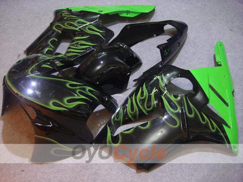 Injection Fairing kit for 02-05 NINJA ZX-12R - Green, Black - Flame #OYO87903098