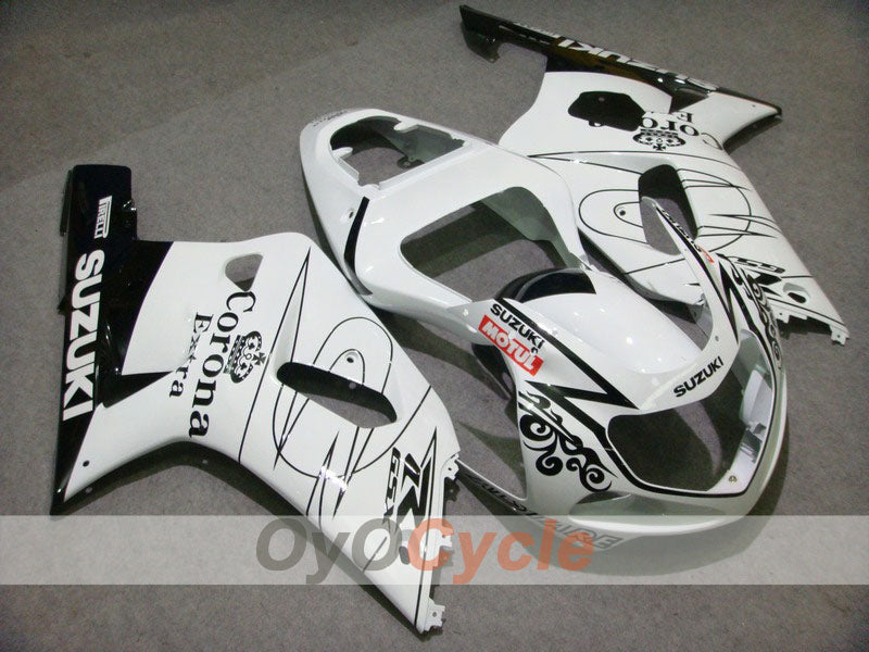 Injection Fairing kit for 00-02 GSX R1000 - White, Black - Corona, MOTUL #OYO87901718 Main image