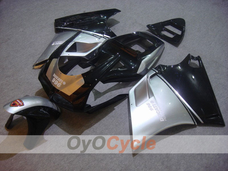 Injection Fairing kit for 99-02 Ducati 996 - Black, Silver - Factory Style #OYO87902208 Main image