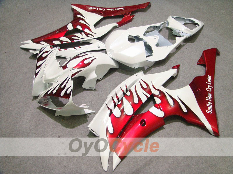 Injection Fairing kit for 08-16 YZF-R6 - Red, White - Flame #OYO87900968