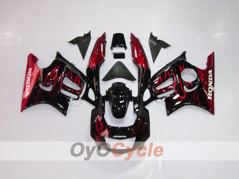 Injection Fairing kit for 97-98 CBR600F3 - Red, Black - Flame #OYO87902855 Main image
