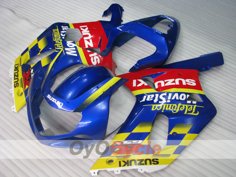 Injection Fairing kit for 01-03 GSX R600 - Yellow, Blue - Movistar #OYO87901060 Main image