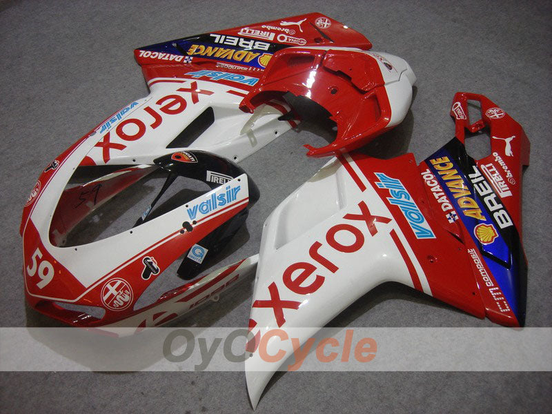 Injection Fairing kit for 08-13 Ducati 848 - Red, White - Xerox #OYO87902257 Main image