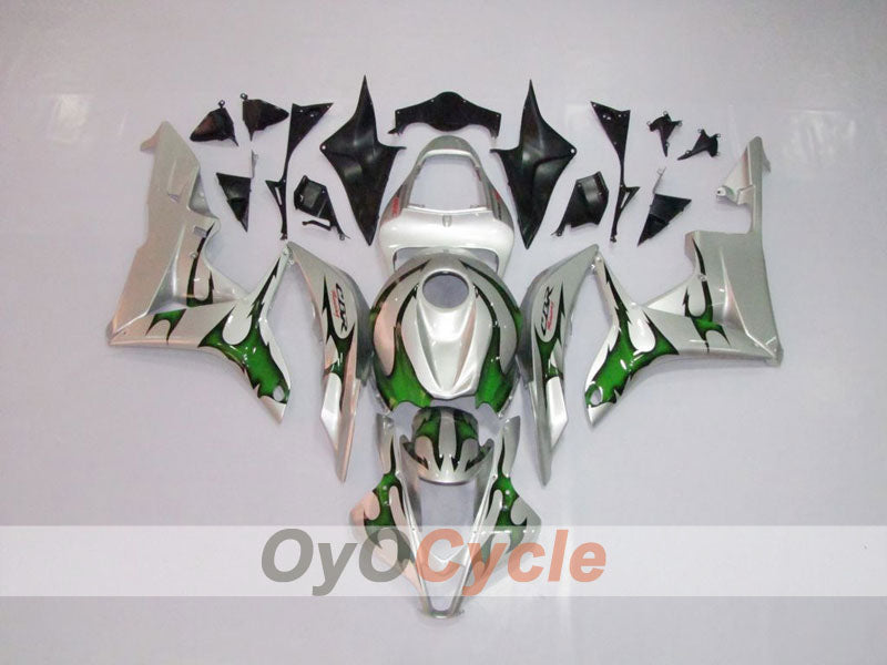 Injection Fairing kit for 07-08 CBR600RR - Green, Silver - Flame #OYO87900357 Main image