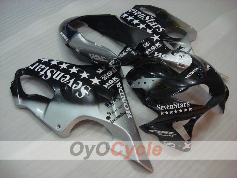 Injection Fairing kit for 99-00 CBR600F4 - Black, Silver - SevenStars #OYO87900143
