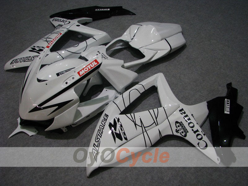 Injection Fairing kit for 08-10 GSX R600 - White, Black - Corona, MOTUL #OYO87901615 Main image