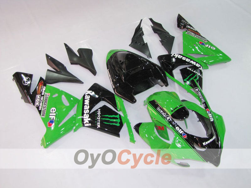 Injection Fairing kit for 04-05 NINJA ZX-10R - Green, Black - Monster #OYO87901544 Main image
