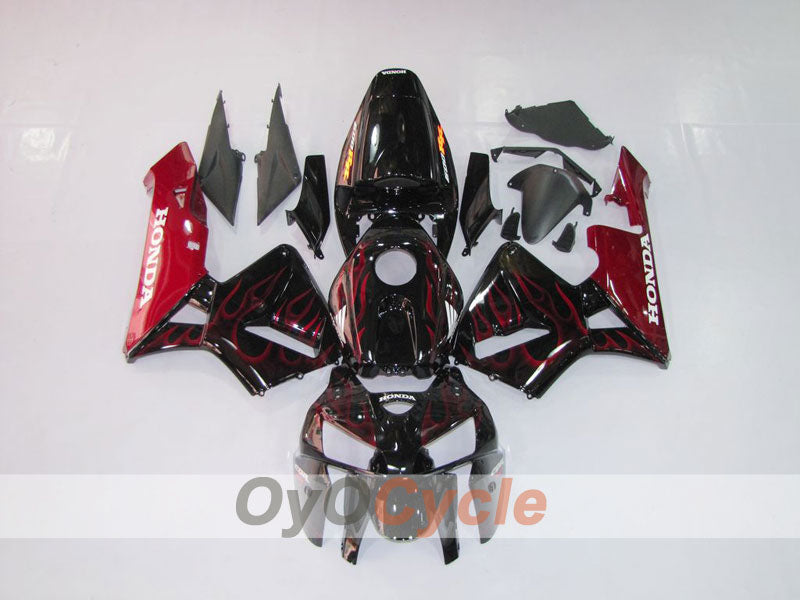 Injection Fairing kit for 05-06 CBR600RR - Red, Black - Flame #OYO87900239 Main image