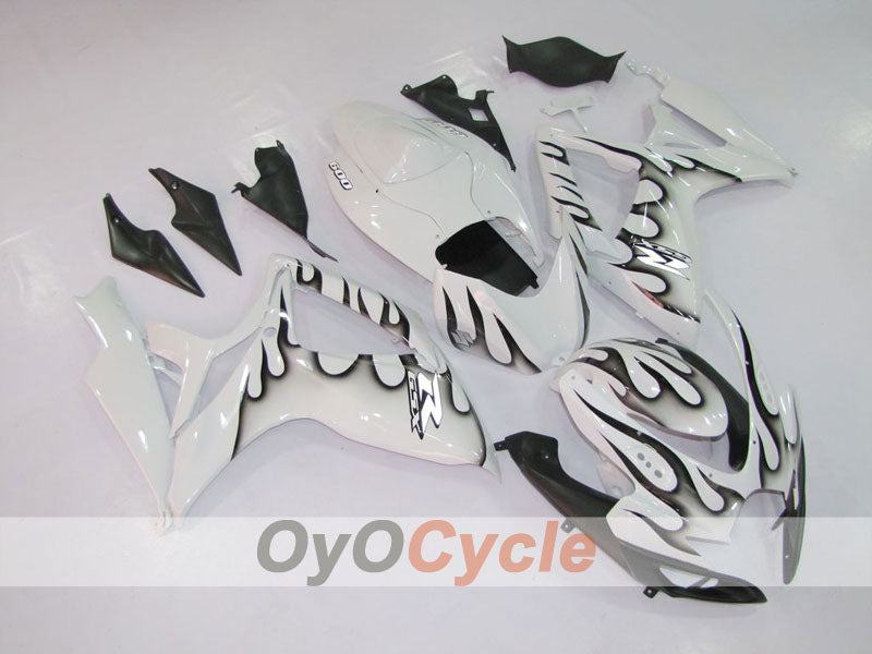 Injection Fairing kit for 06-07 GSX R600 - White, Black - Flame #OYO87901495 Main image