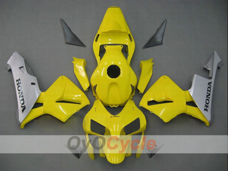 Injection Fairing kit for 03-04 CBR600RR - Yellow, Silver - Factory Style #OYO87902605 Main image